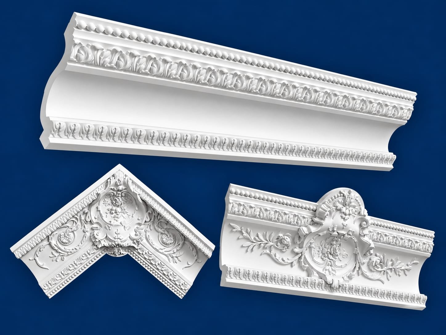 Conjunto de cornisas decorativas de escayola elaboradas por ESCOPLAC