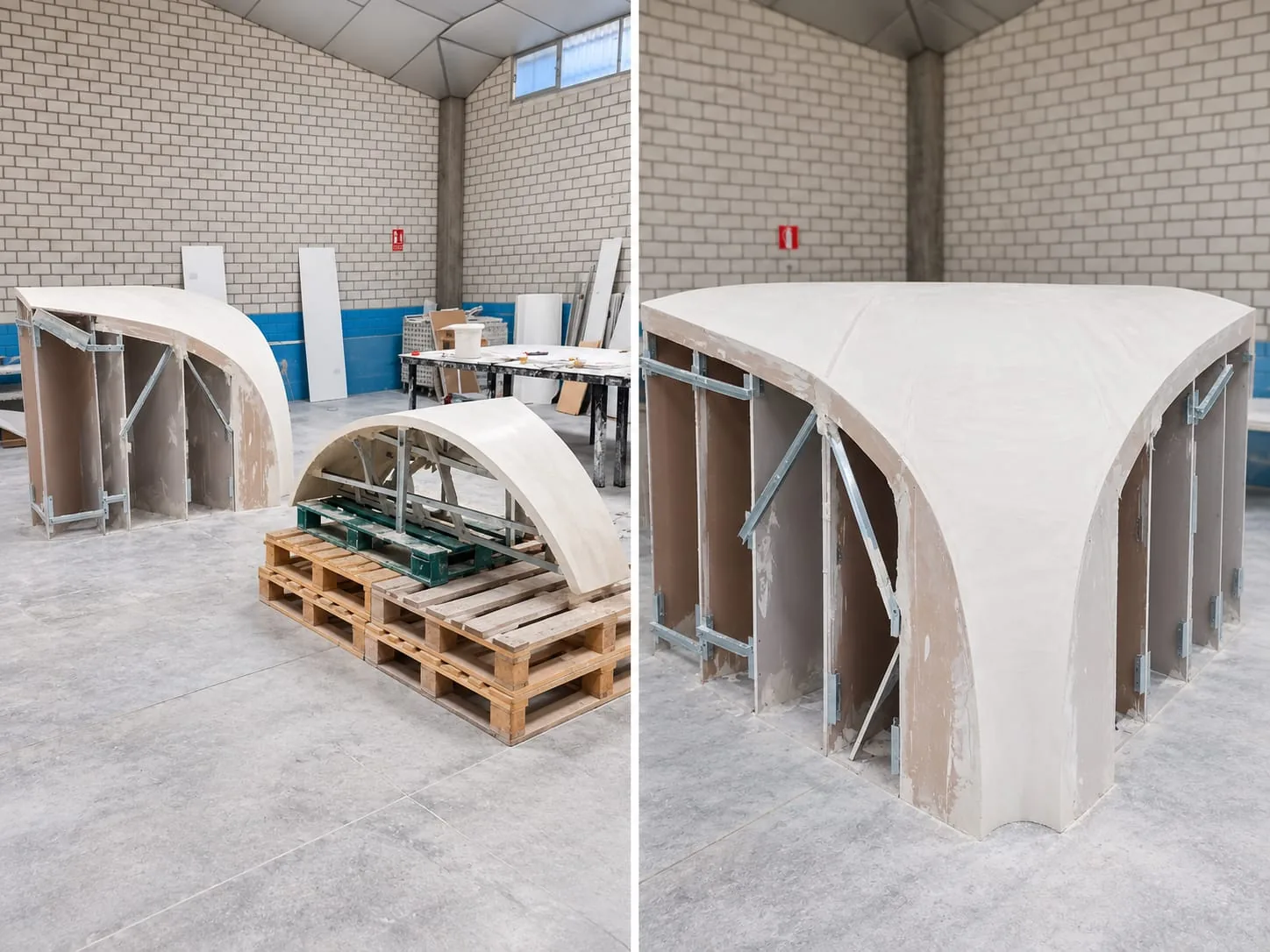 Fabricación de piezas curvas de escayola en el taller