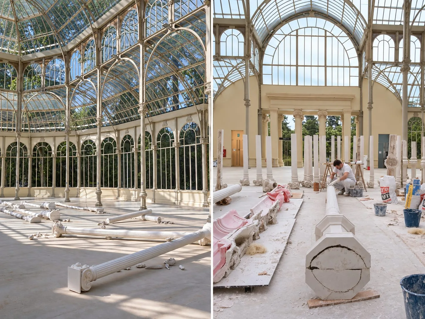 Piezas de escayola para el Palacio de Cristal
